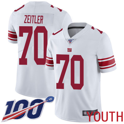 Youth New York Giants #70 Kevin Zeitler White Vapor Untouchable Limited Player 100th Season Football NFL Jersey
